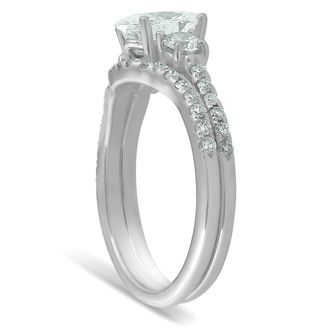 Pompeii3 1 1/2 Ct Oval Shape Diamond Engagement Ring Wedding Set 14k White Gold