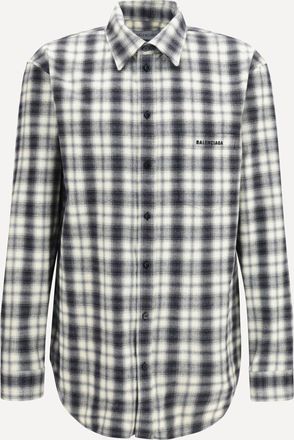 Balenciaga Camicia a quadri con logo ricamato Man 48