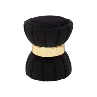 Mauro Ferretti Taburete acolchado en tejido negro &oslash; cm 40x44