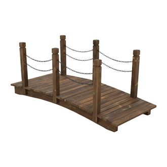 Relaxdays Relaxdays Puente De Jard&iacute;n, Postes Con Cadenas, Madera De Abeto, Para Estanque, 55 X 150 X 67 Cm, Colores