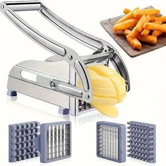 OEM Cortador De Patatas De Acero Inoxidable, 2 Cuchillas, Con Mango, Corta F&aacute;cilmente Tiras De Verduras De 9 Mm Y 12 Mm, Robusto Y Duradero