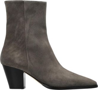 Aeyde Hedvig Heeled Enkellaarsjes - Dames - Laarzen met Hak - Grijs - 37 EU - Leer - Schoenen