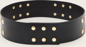 AllSaints Cow Leather Rio Studded Leather Waist Belt, Size: XS