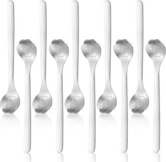 OEM Juego De 10 Cucharas De Caf&eacute; De Acero Inoxidable Con Forma De Gato, Ideales Para Caf&eacute;, Postres Y Batidos