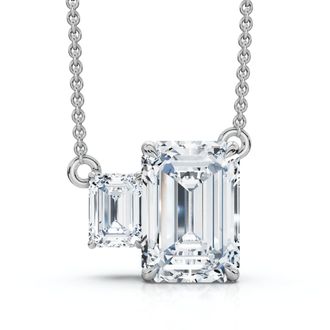 Pompeii3 1 1/2Ct Emerald Cut Toi et Moi Diamond Pendant 14k Gold Lab Grown
