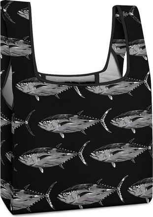 Generic Tuna Fish Shopping Bag Reusable Grocery Tote Bag Foldable Handbag for Travel Picnic