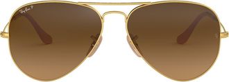 Ray-Ban 58mm Polarized Pilot Sunglasses in Matte Arista /Brown Gradient at Nordstrom