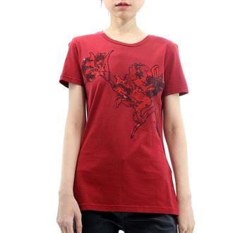 Roberto Cavalli Ladies Carmine Tulip Crystal Embellished T-Shirt, Brand Size 42 ( US Size 8 )