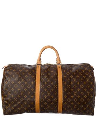 Louis Vuitton Brown Monogram Coated Canvas Keepall 55 (Authentic Pre-Loved)