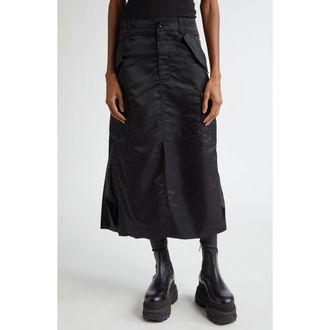sacai Insulated Nylon Twill Midi Cargo Skirt in Black 001 at Nordstrom, Size 3