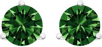 House of Brilliance 14K Gold 1 1/2 Cttw 3-Prong Martini Set Lab Grown Green Diamond Solitaire Stud Earrings in White at Nordstrom
