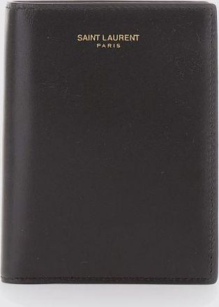 Saint Laurent Portafoglio bifold in pelle di vitello liscia con logo