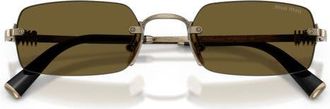 Miu Miu 52mm Rectangular Sunglasses in Old Gold /Dark Brown at Nordstrom