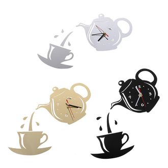 OEM Juego De 3 Relojes De Pared Decorativos De Acr&iacute;lico 3d Para Armar (taza De Caf&eacute;, Tetera, Etc.) Para La Cocina