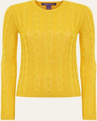 Ralph Lauren Collection Cable-Knit Silk Crewneck Sweater