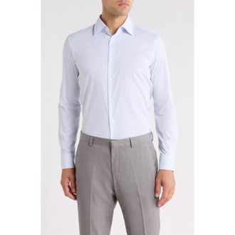 BOSS Hank Kent Slim Fit Stretch Performance Dress Shirt in Light/pastel Blue at Nordstrom, Size 17.5