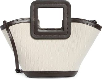 Staud Mini Shirley Canvas Bucket Bag in Natural/Espresso at Nordstrom