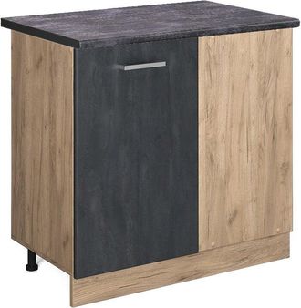 Vicco Armario de esquina R-Line, Hormigón negro, 86 cm, ET Antracita, Vicco