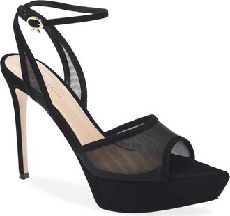 Gianvito Rossi Dorotea Mesh Platform Sandal in Black at Nordstrom, Size 35