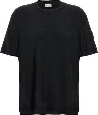 Moncler T-shirt con applicazione logo - Nero