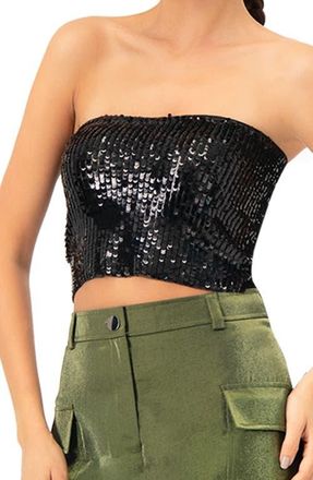 Ivonne Sequin Tube Top in Black at Nordstrom, Size 10