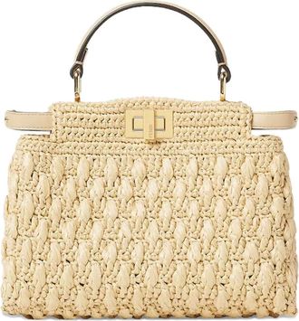 Fendi mini Peekaboo tote bag - women - Lambskin/CALFSKIN/Viscose - One Size - Neutrals
