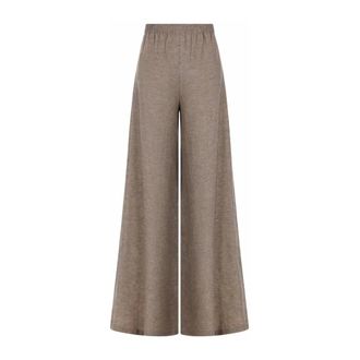 Fabiana Filippi Wide Leg Linen Blend Pants - Dames - Broeken - Bruin - Maat: S Linnen