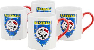Peanuts Best In Sports Baseball 4 Piece 19 Ounce Stoneware Mug Set in White at Nordstrom