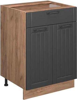Vicco Mueble Bajo De Cocina Fame-line, Gris Oscuro, 60 Cm Con Caj&oacute;n, Et M&aacute;rmol, Vicco