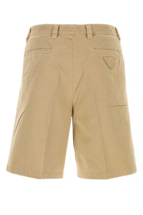 Prada Mens Beige Gabardine Bermuda Shorts Corda Exterior: Cotton