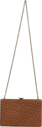 Dolce & Gabbana Brown Leather Gold Frame Clutch Mini Crossbody Womens Bag