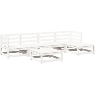 vidaXL Set Divani da Giardino 6 pz Bianco in Legno Massello di Pino vidaXL