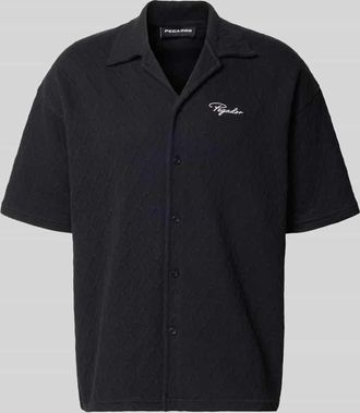 Pegador Regular Fit Freizeithemd mit Label-Stitching Modell Jovren in Black, Gr&ouml;&szlig;e XXL