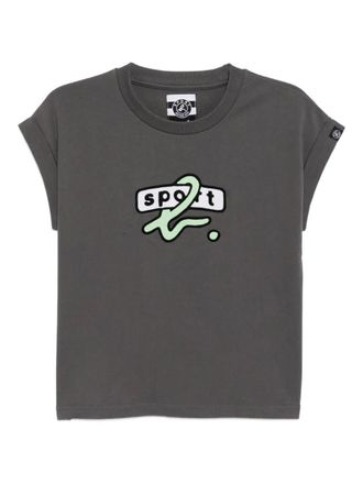 Sport b. logo-embroidered T-shirt - women - Cotton - 2 - Grey