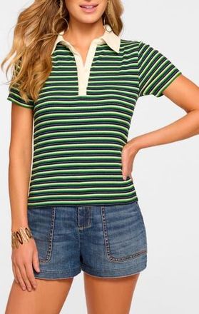 Ramy Brook Avalon Polo Top in Spring Navy Stripe Combo at Nordstrom Rack, Size Xx-Small