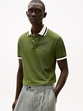 Tommy Hilfiger Mens Regular Fit Contrast Collar & Cuff Polo - Green - XXL