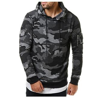 Generic Camouflage Sweatshirt Mens - Mens Camo Hoodies Lightweight Long Sleeve Zipped Hoodie Tops Sweater Mens Hooded Zip Top Hoodie Camo Jacket Sweat Shirt H