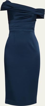 Rebecca Vallance Lessa Asymmetric Draped Midi Dress
