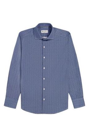 Robert Graham Tadlow Micro Cotton Button-Up Shirt in Blue at Nordstrom Rack, Size 15.5 - R