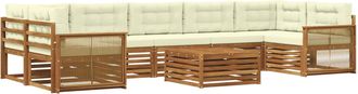 vidaXL Conjunto De Sof&aacute;s De Exterior 8 Uds. Natural Y Crema Vidaxl