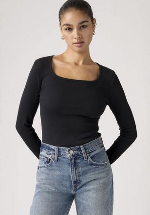 Levi's Langarmshirt LEVIS ESSENTIAL SQRD NECK LONG SLEEVE, Damen, Gr. L (40), anthrazit night rib, Single Jersey, Obermaterial: 95% Baumwolle, 5% Elasthan, u