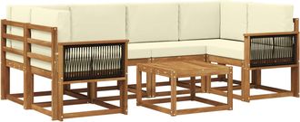 vidaXL Conjunto De Sof&aacute;s De Exterior 5 Uds. Natural Y Crema Vidaxl