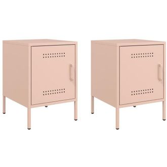 vidaXL Bedside Cabinets 2 pcs Pink 36x39x50.5 cm Steel Vidaxl