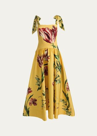 Alice & Olivia Oriana Floral Cotton-Blend Maxi Dress