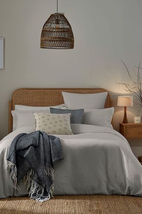 Murmur Lida Cotton Duvet Cover Set in Grey | Size: Super King