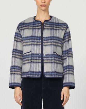 Dear John Denim Jordyn Wool Plaid Jacket In Blue Grey