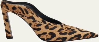 Givenchy Leopard Calf Hair Pointed-Toe Mule Pumps