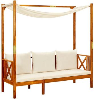 vidaXL Banco de jardín con toldo madera maciza de acacia Vidaxl