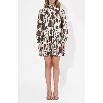 Adelyn Rae Sharon Floral Print Long Sleeve Minidress in Brown at Nordstrom Rack, Size Medium