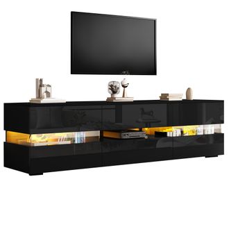 STILVORA Mueble Tv Con 2 Puertas, 1 Caj&oacute;n Y 1 Hueco Abierto, Led, Apertura A Presi&oacute;n, Para Sal&oacute;n, 160&times;39&times;45 Cm